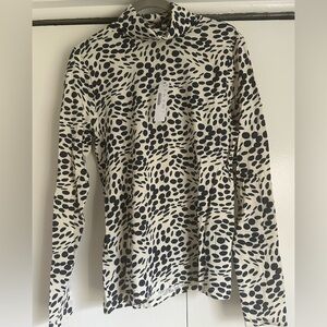 J Crew NWT Navy Cream Tissue Turtleneck